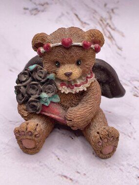 Vintage 1994 Marjorie Sarnat Enesco Miniature Teddy Bear Angel Cupid Valentin